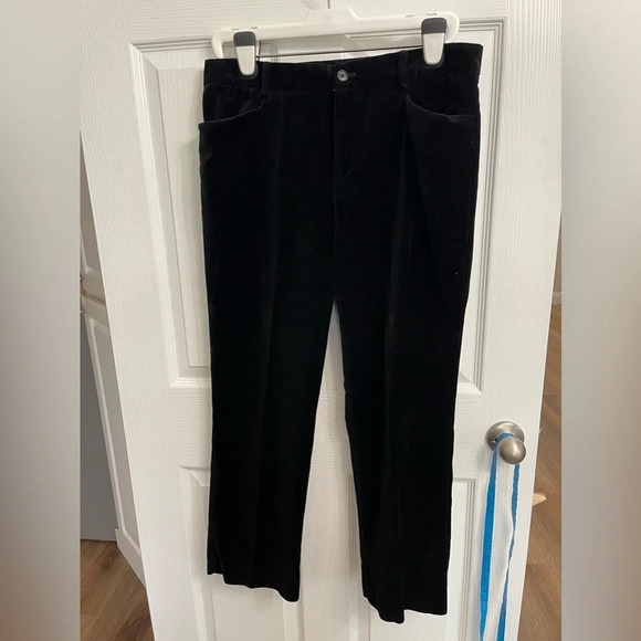 Chaps Petite Womens Pants Size 12P Black Velvet Straight Leg Casual Mid Rise - Picture 1 of 6